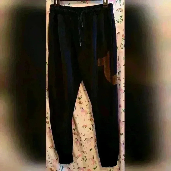 True Religion Y2K Black Warm Comfy Drawstring Sweatpants w/ Logo Size Medium - Picture 1 of 5